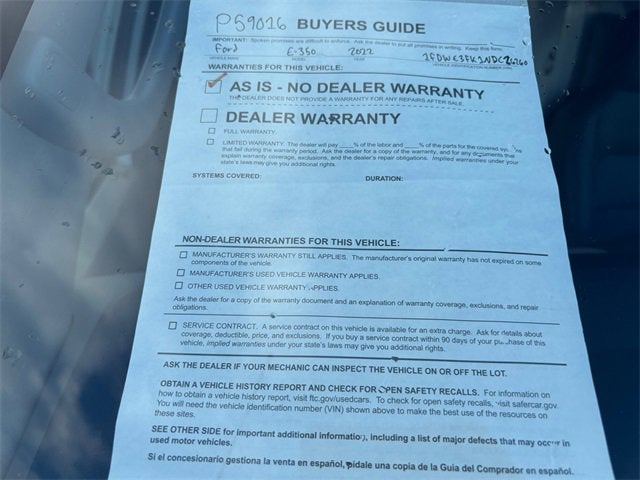 2022 Ford E-Series Cutaway Base