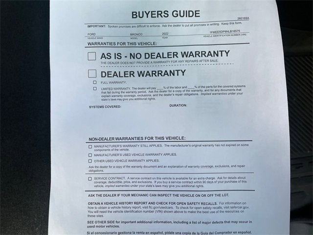 2022 Ford Bronco Badlands Advanced 4-Door 4WD