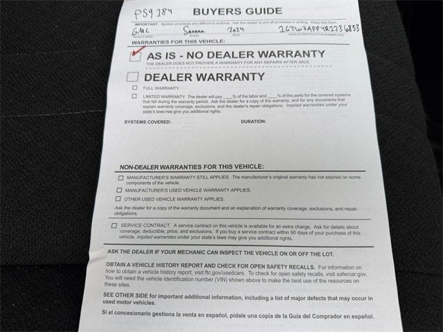 2024 GMC Savana Cargo 2500 Work Van