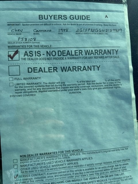 1998 Chevrolet Camaro Z28