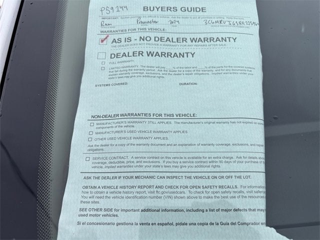 2024 RAM ProMaster Cargo Van Tradesman