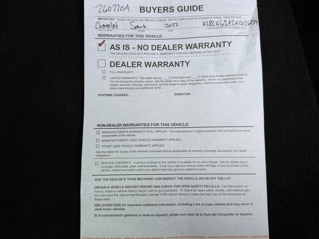 2022 Chevrolet Spark ACTIV Manual