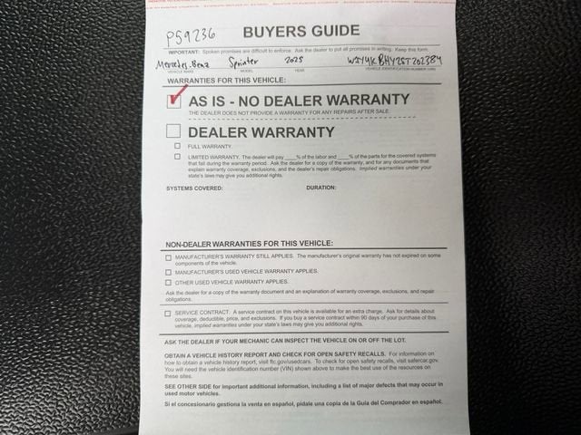 2025 Mercedes-Benz Sprinter Cargo Van Base